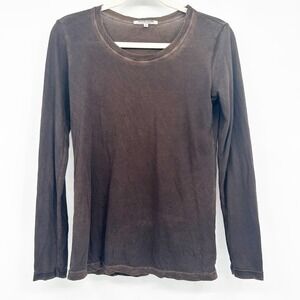 Cotton Citizen Womens Basic Supima Cotton Modal Long Sleeve Shirt Size S Brown